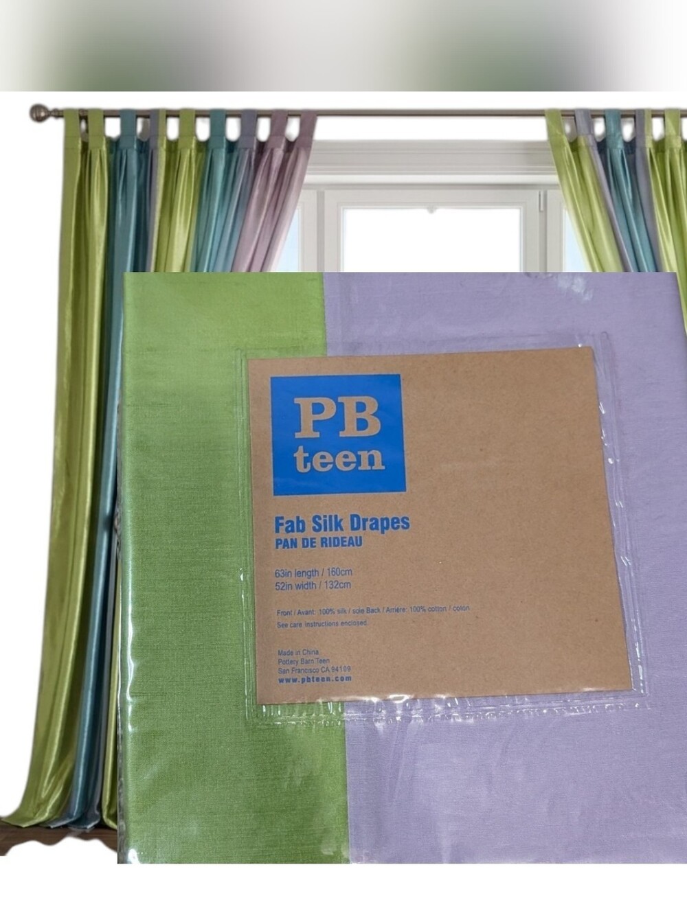 Pottery Barn Y2K Silk Drapes Chartreuse Retro Whimsical Boho 63 Length 52 Width